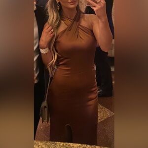 Chic Brown Scoop Neck Sleeveless Maxi Dress